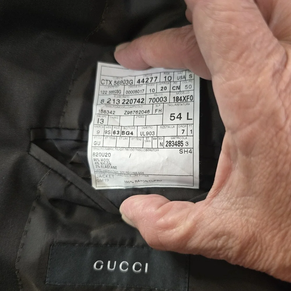 Authentic Gucci Black Wool Blend Two Button Blazer Sport Coat 54L 44L